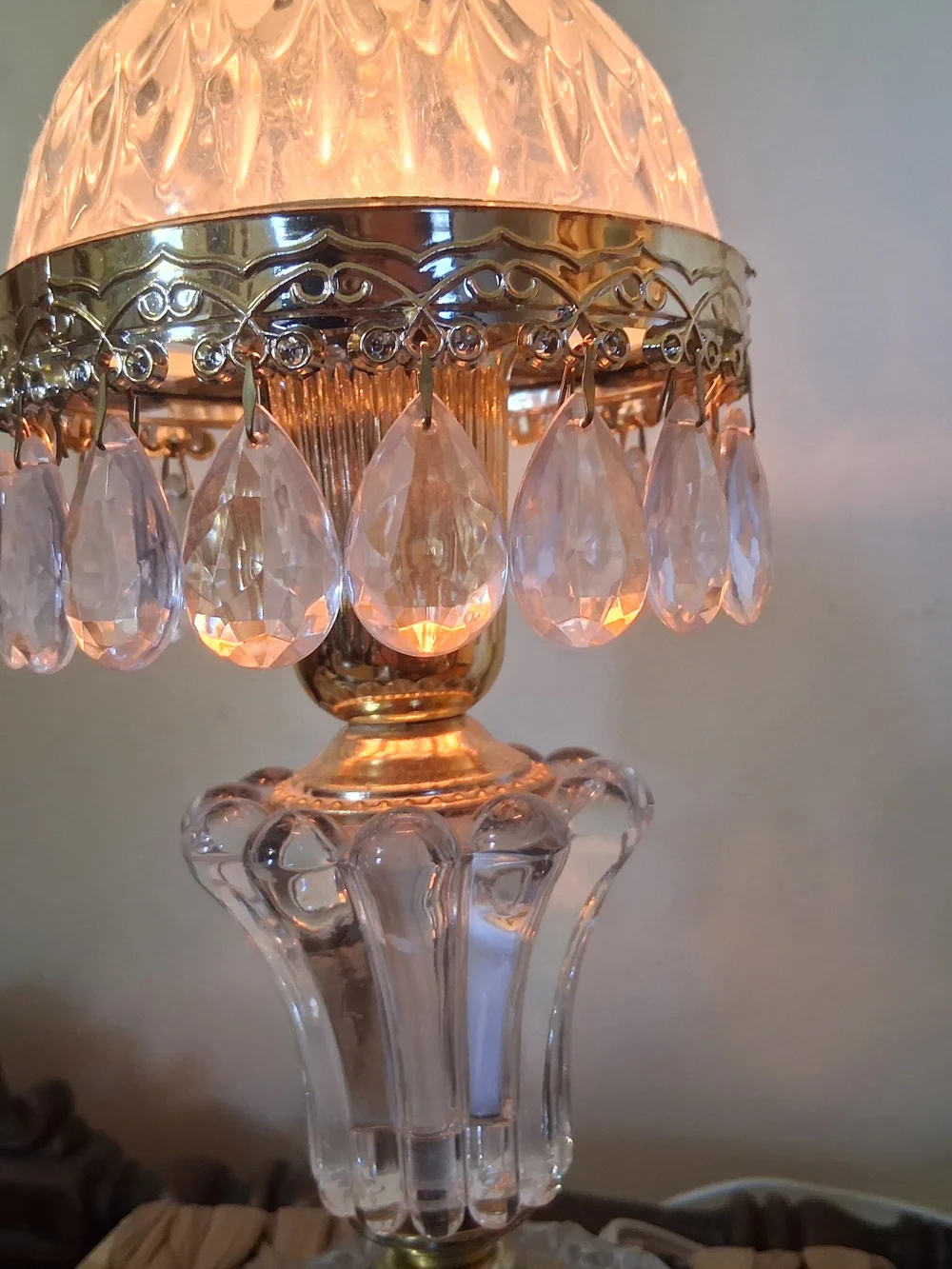Vintage Michelotti Crystal Boudoir Parlor Lamp